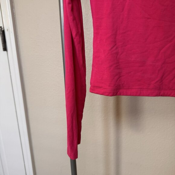 Solid Long Sleeve Round Neck Crop T Shirt Top Size Small Soft Double Lined - Picture 3 of 5